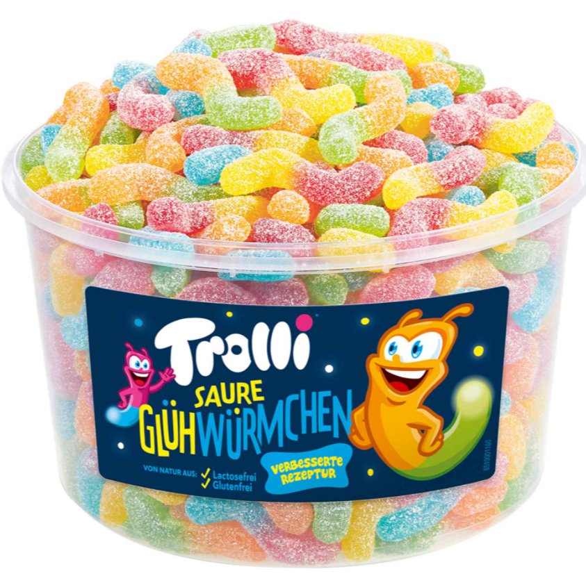 Trolli, kwaśne żelki Robaki Świetliki, 150 sztuk