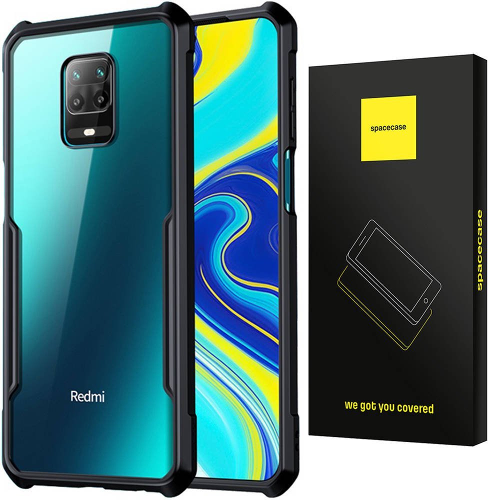 Etui Pancerne Spacecae Beetle Przezroczyste Plecki Case Pokrowiec Obudowa Xiaomi Note 9S/9 Pro Czarny