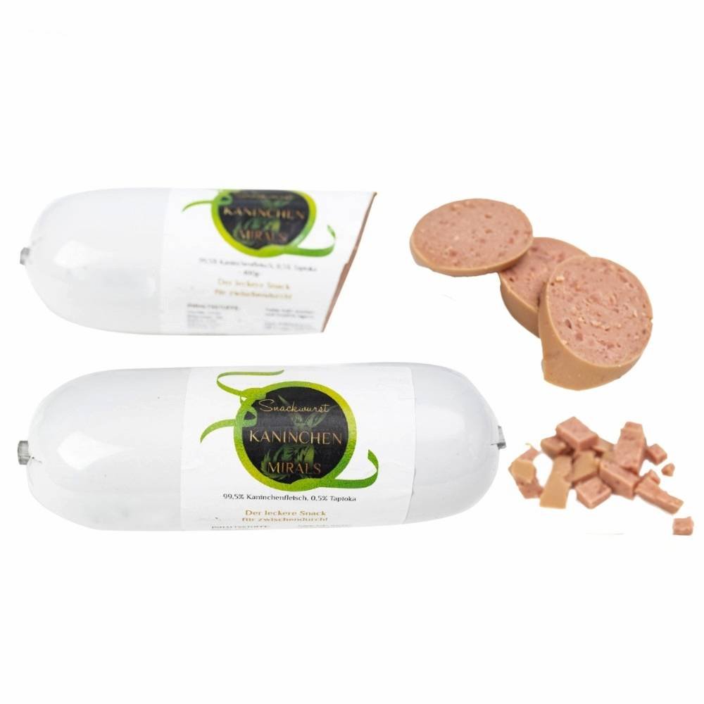 Mirals Kaninchen Przysmak Dla Psa Karma Uzupełniająca Kiełbasa Z Mięsa Królika 200 G