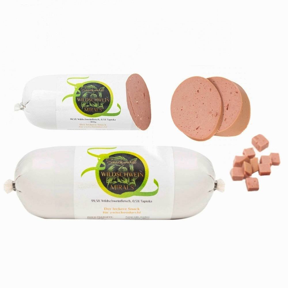 Mirals Wildschwein Przysmak Dla Psa Karma Uzupełniająca Kiełbasa Z Mięsa Dzika 400 G