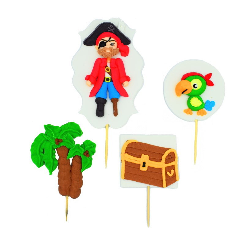 Pirat Figurka Cukrowa 2D Na Tort W Stylu Pirackim