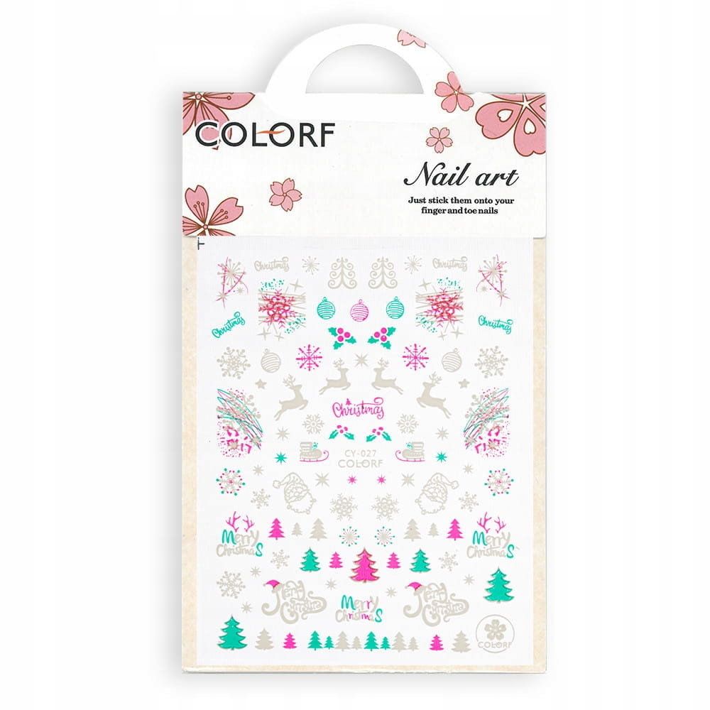 Allepaznokcie Naklejki do paznokci cienkie samoprzylepne świąteczne świecące w UV Colorf CY-027