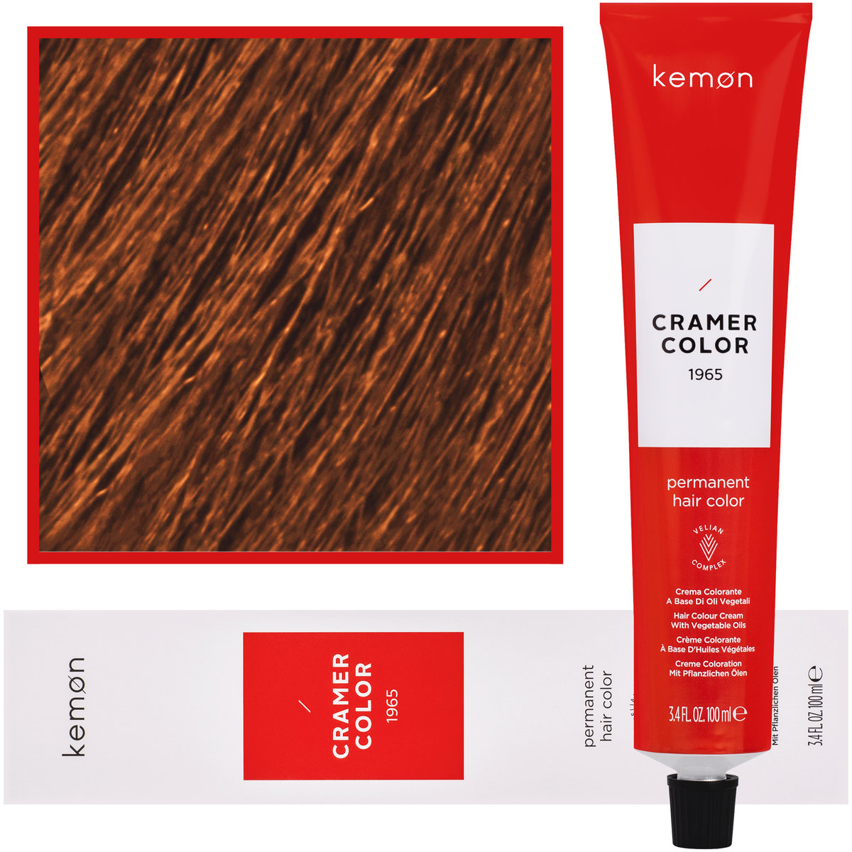 Kemon, Cramer Color 100ml kremowa farba do włosów z olejkami roślinnymi 8,34 Jasny Złoty Miedziany Blond
