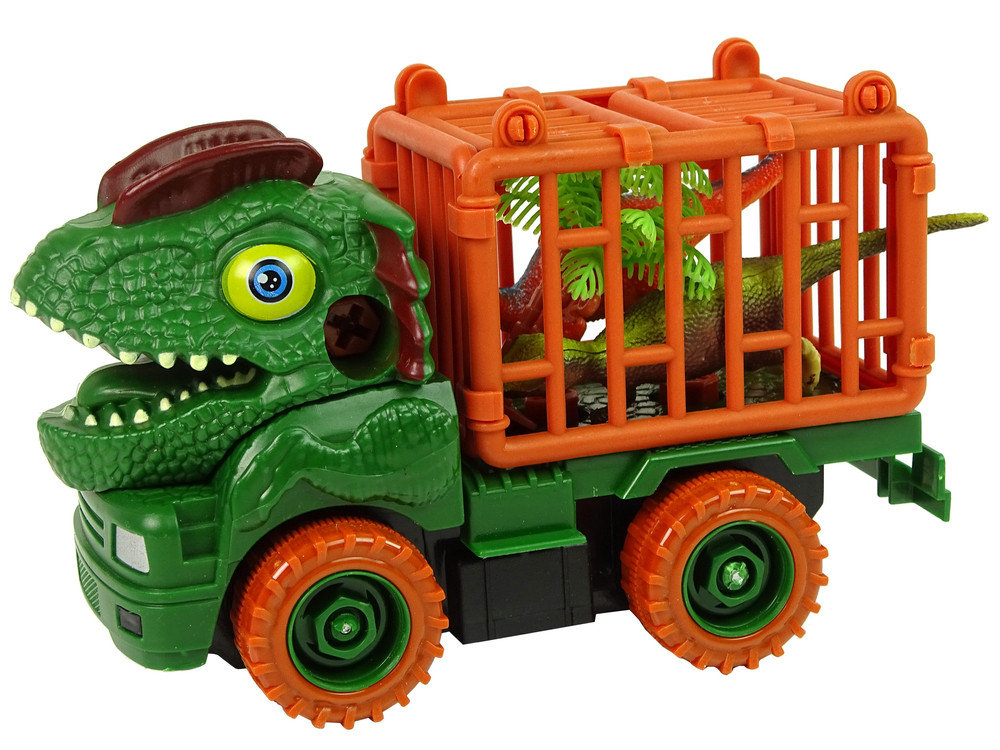 Import LEANToys Transporter Ciężarówka Dinozaur do Rozkręcania Zielony Akcesoria LT-10420-0