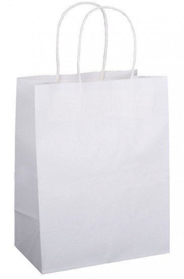 Torebka na prezenty KRAFT papierowa 24x12x31cm gr. 110G/M2 biała