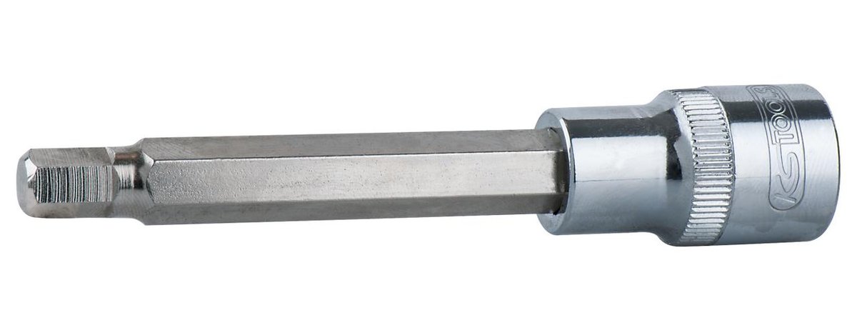 KS Tools 918.3914 3/8 cala Chrome Plus Bit do śrub z łbem walcowym z gniazdem sześciokątnym klucz nasadowy, długie, 4 MM 4042146357590