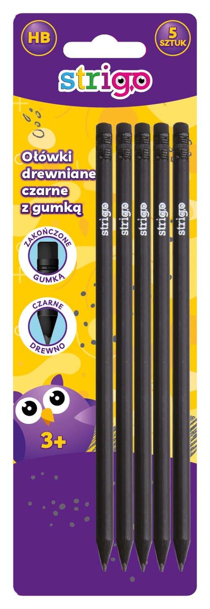 Strigo, Ołówki czarne z gumka x5