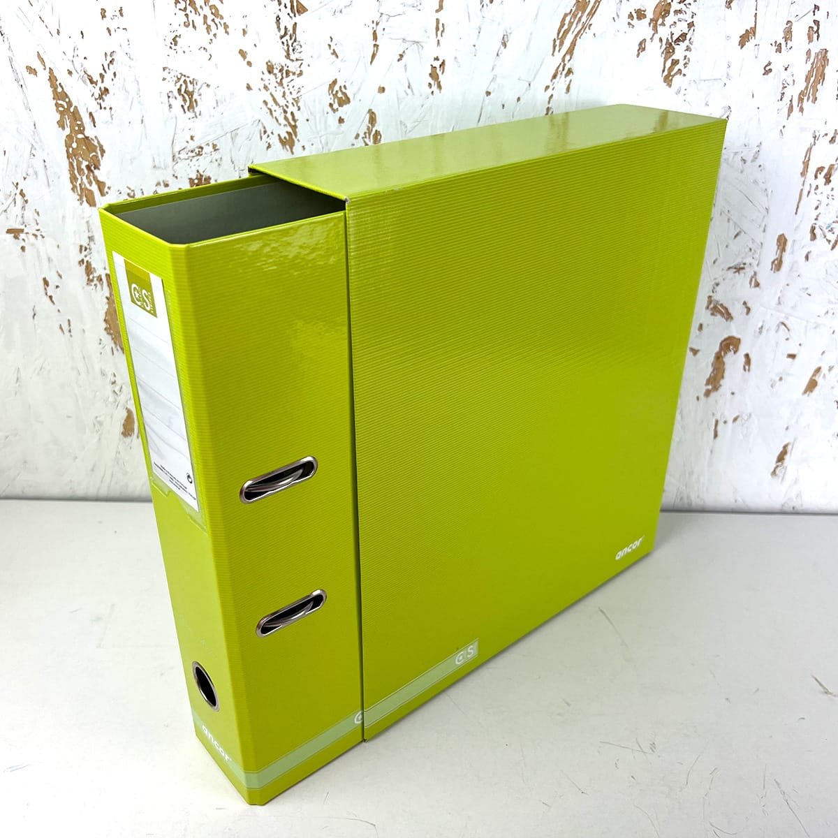 Segregator A4 z dźwignią z pudełkiem classic stripes limonka