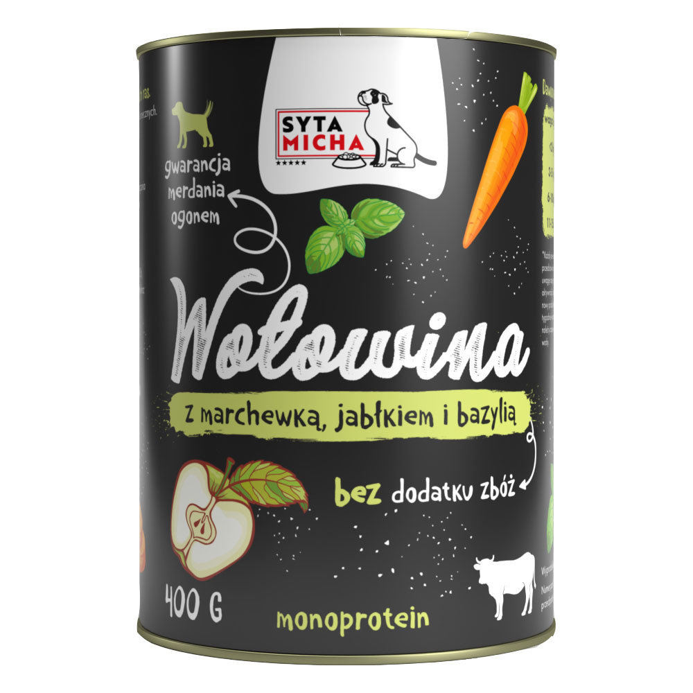 Syta Micha Karma Mokra Dla Psa Wołowina Z Marchewką, Jabłkiem I Bazylią 400G
