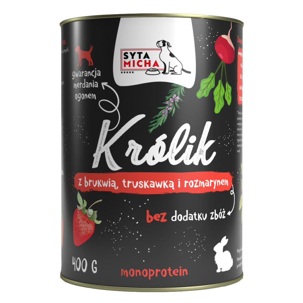 Syta Micha Królik Z Brukwią, Truskawką I Rozmarynem 400G Mokra Karma Dla Psa