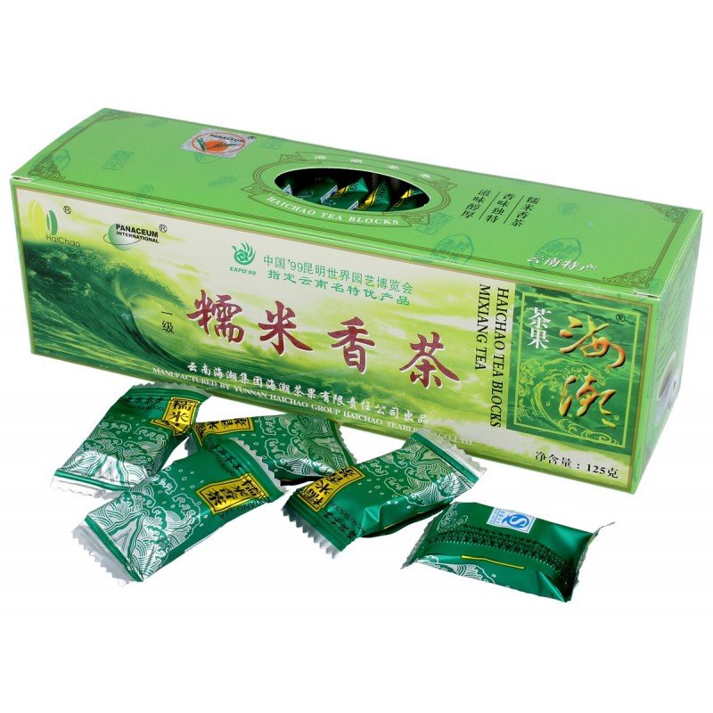 Yunnan Yunnan: herbata zielona ryżowa MIXIANG prasowana w kostkach - 125 g