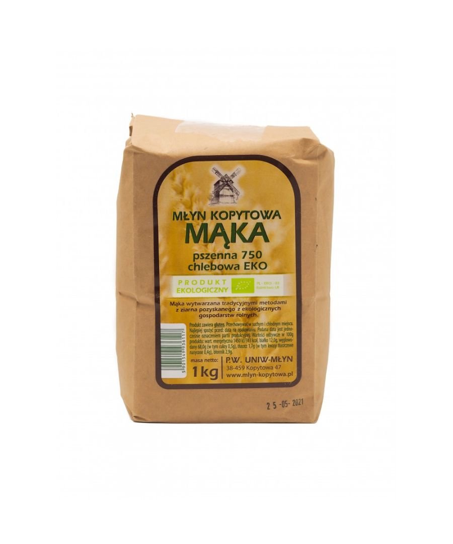 Mąka Pszenna typ 750 Chlebowa Ekologiczna 1 kg MŁYN KOPYTOWA