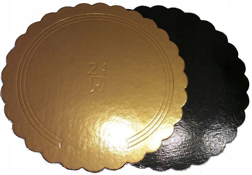 Podkład Pod Tort Sztywny Złoto-Czarny Karbowany 26Cm