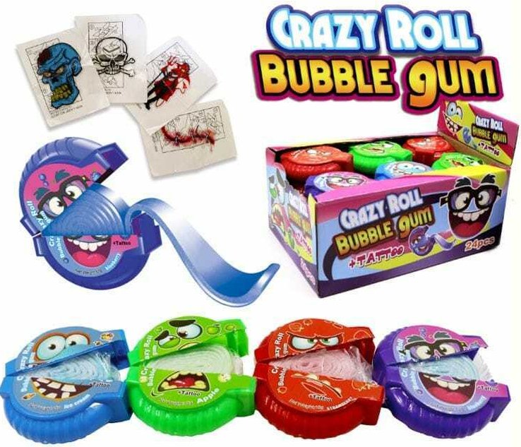 Crazy Roll, guma balonowa z tatuażem, 24 x 15 g