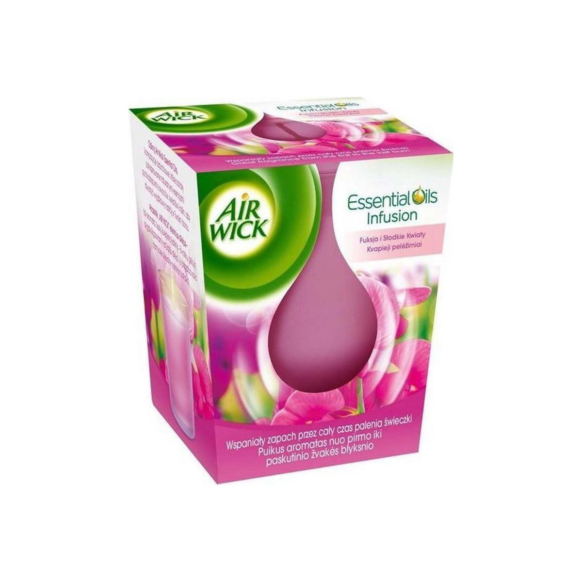 Air Wick Essential Oils świeczka zapachowa Fuksja i Słodkie Kwiaty 105g