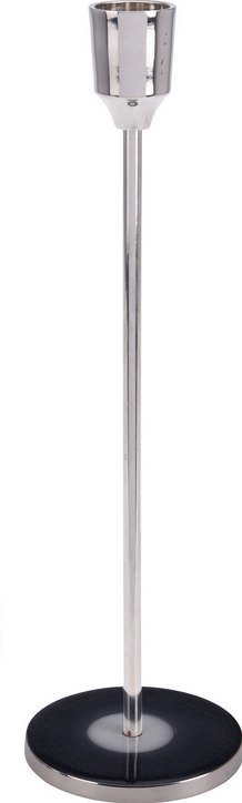 Świecznik metalowy srebrny z podstawa w kolorze szarym 25cm