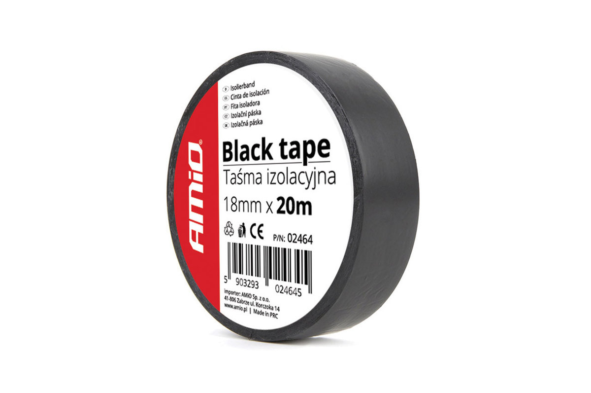 AMiO Taśma izolacyjna czarna 18mm x20m 1 szt) AMI-02464