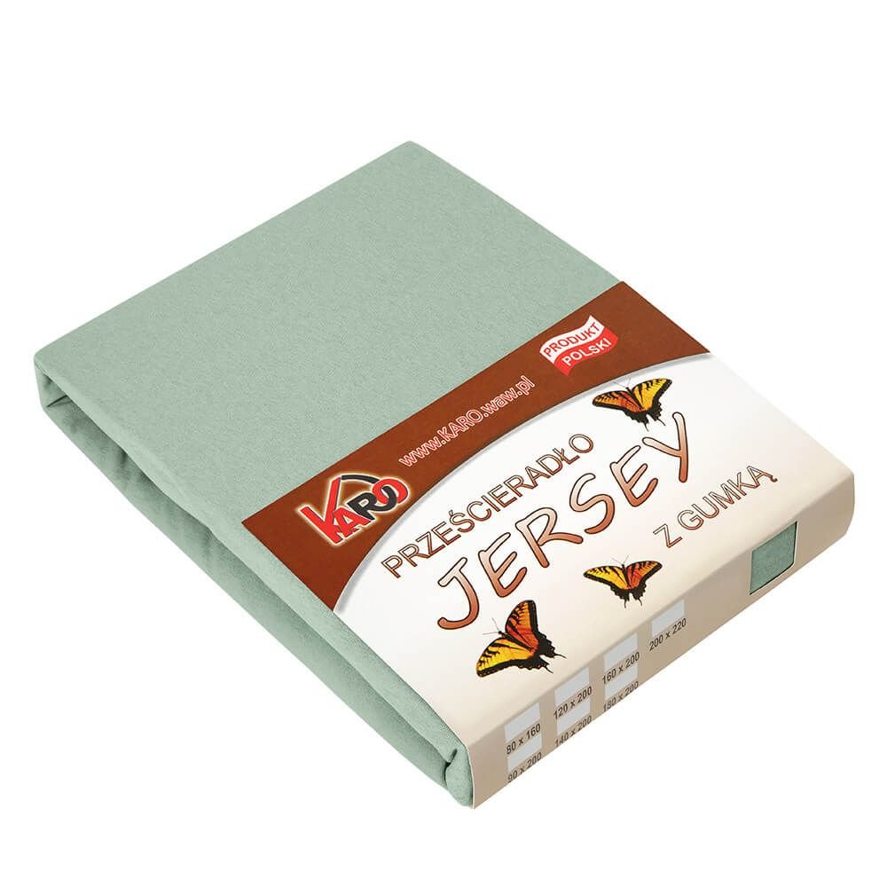 Prześcieradło jersey z gumką  80x160 oliwkowe 013 grube 150g/m2 KARO