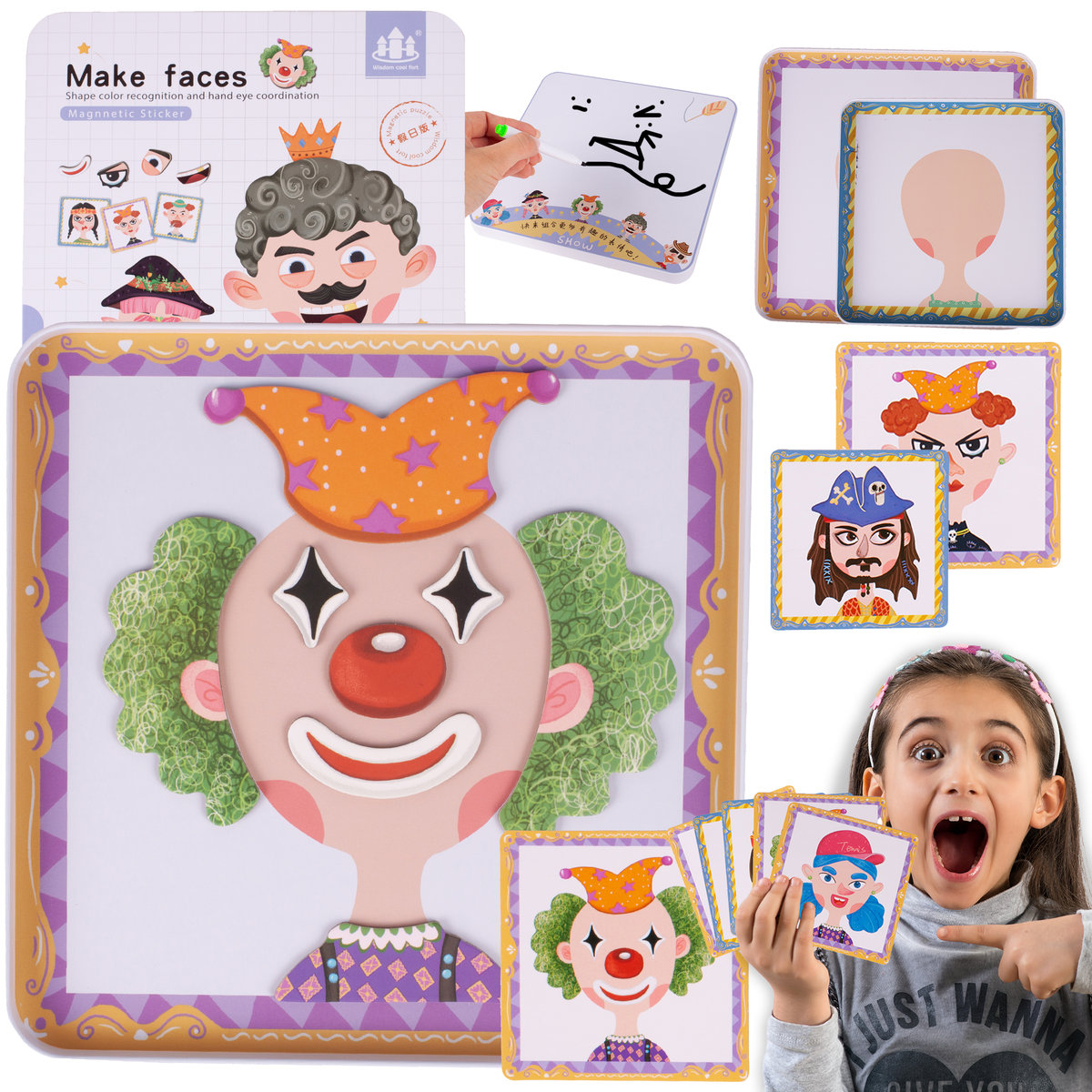 Kolorowa Układanka Zmieniające Twarze 62 Puzzle