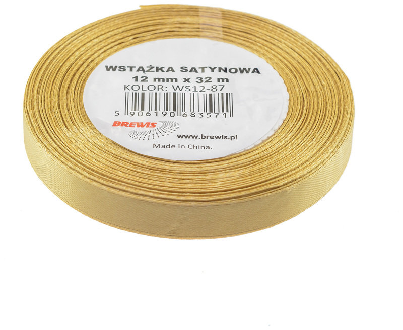 BREWIS Wstążka dekoracyjna satynowa 12mm/32m złota Brewis 87