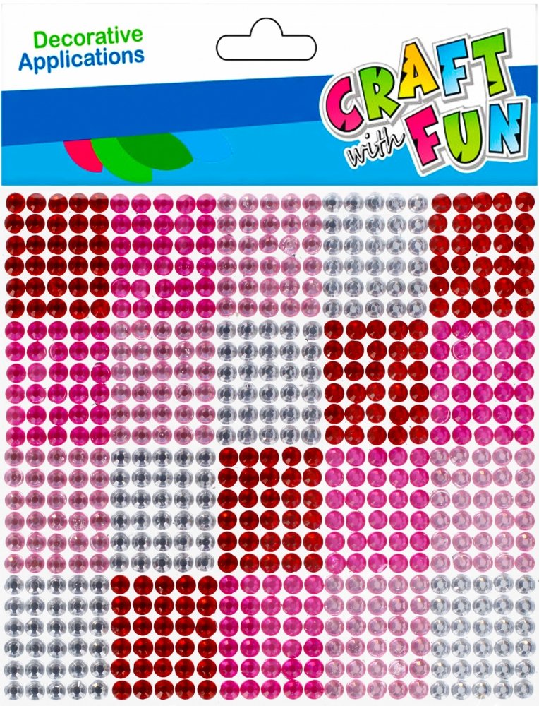Craft with Fun, Ozdoba dekoracyjna, samoprzylepna, kryształki, 10x10, różowe, 501432