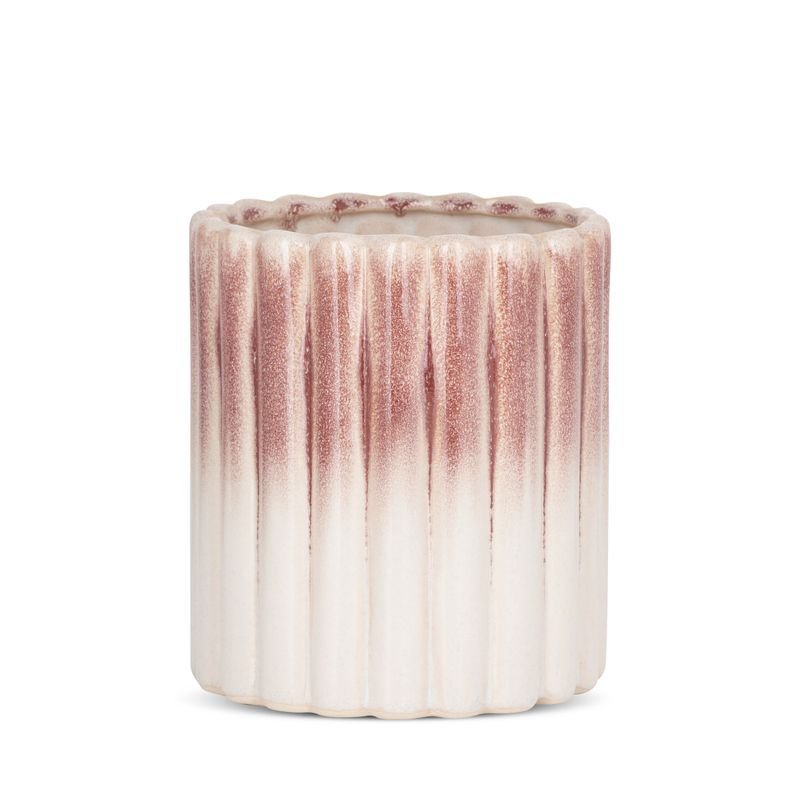 Doniczka Osłonka Ceramiczna Evita 15X15X16 Kremowa + Różowa