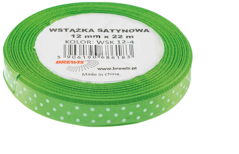 Brewis Wstążka dekoracyjna kropki 12mmx22m jasnozielona