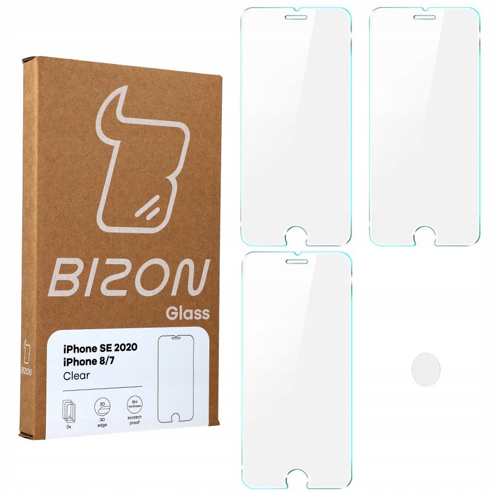 Bizon Szkło hartowane Bizon Glass Clear - 3 Pack, iPhone SE 2020, 8/7 5903896180069