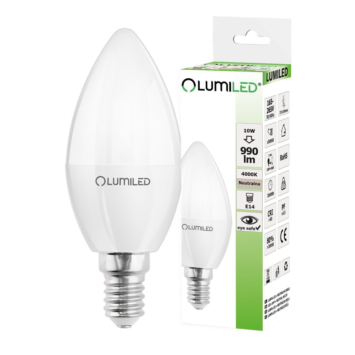 Żarówka Led E14 B35 10W = 75W 990Lm 4000K Neutralna 180° Lumiled