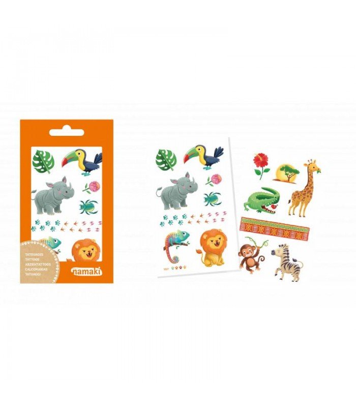 Tatuaże dla dzieci Tattooki - bezpieczne, kolorowe, zmywalne, DZIKA PRZYRODA, Namaki