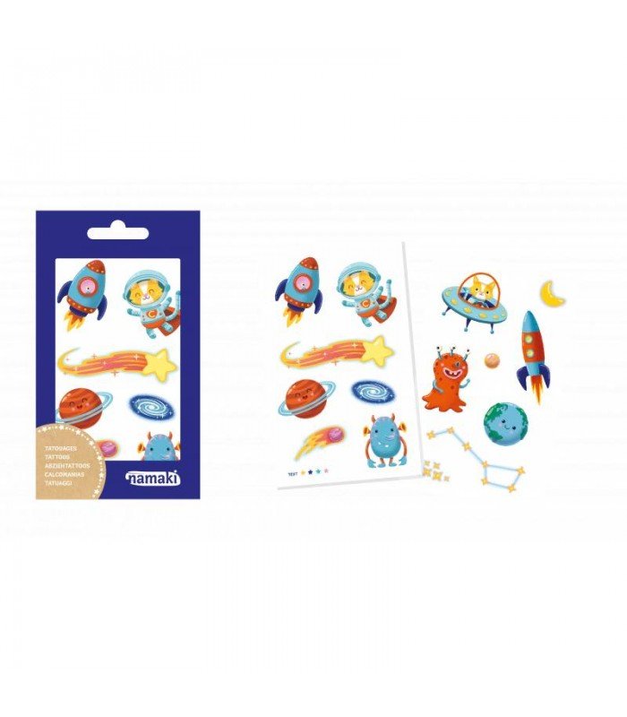Tatuaże dla dzieci Tattooki - bezpieczne, kolorowe, zmywalne, MIĘDZYGALAKTYCZNE ŚWIATY, Namaki