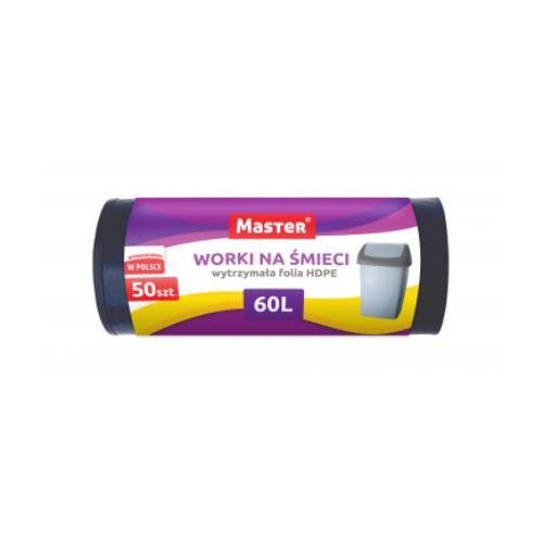 Master Worki Na Śmieci Hdpe 60 L Czarne 50 sztuk