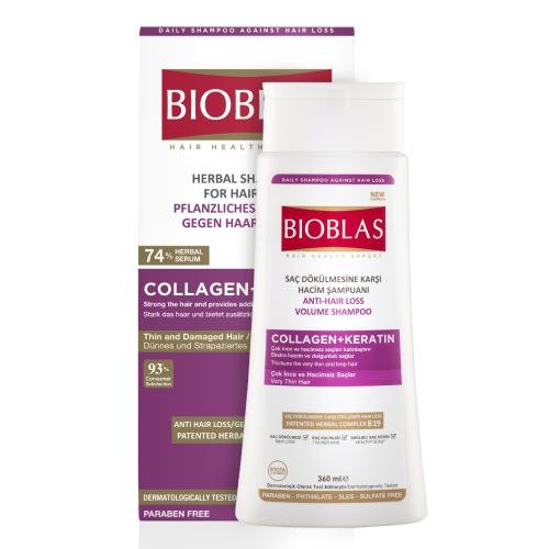 Bioblas Szampon ziołowy przeciw wypadaniu włosów Kolagen + Keratyna 360 ml