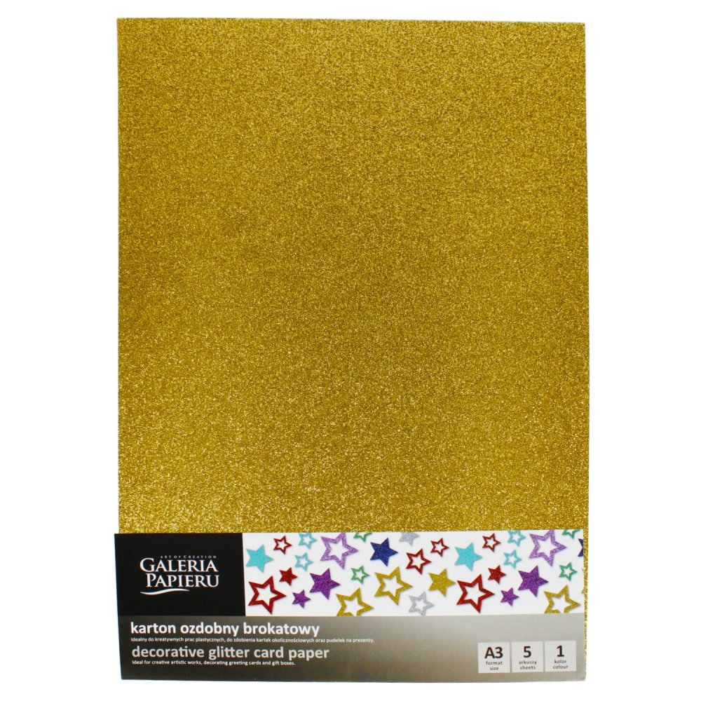 Papier ozdobny Galeria Papieru Brokat złoty 210g/m2 5ark. A3
