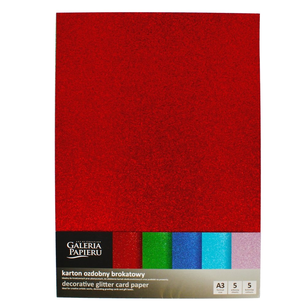 Papier ozdobny Galeria Papieru Brokat mix standardowy 210g/m2 5ark. A3
