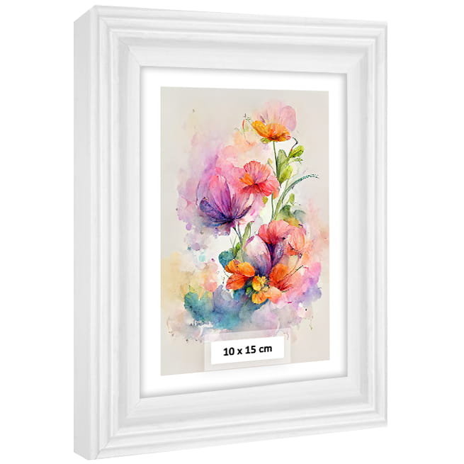 Frezowana Ramka Na Zdjęcia 10 X 15 Cm, Drewniana Rama W Kolorze Białym