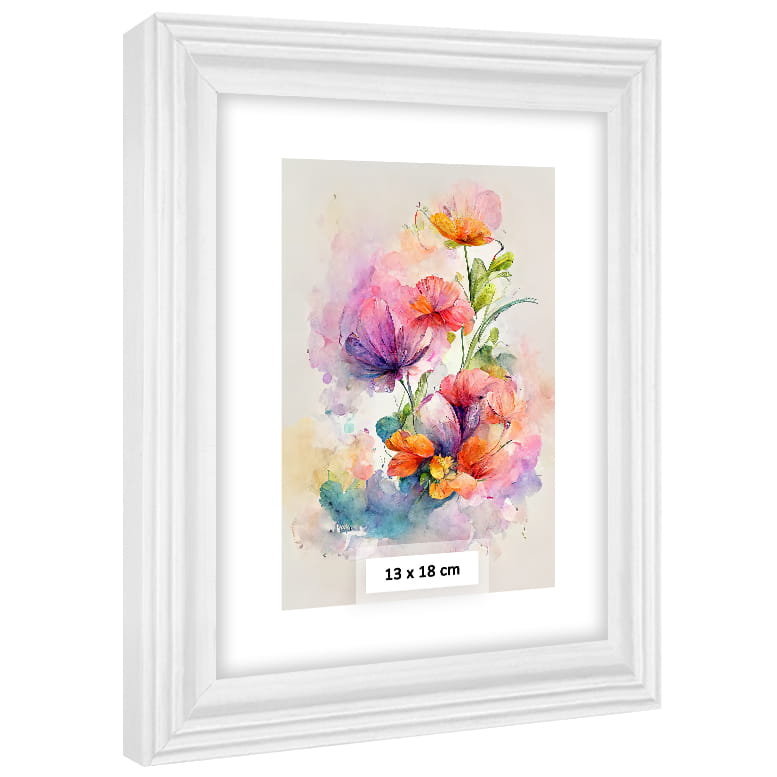 Frezowana Ramka Na Zdjęcia 13 X 18 Cm, Drewniana Rama W Kolorze Białym