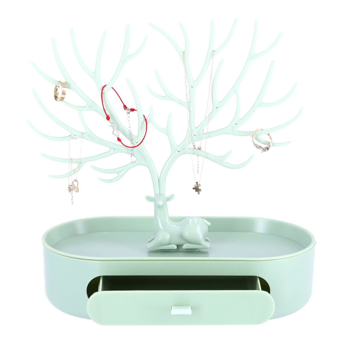 Stojak do przechowywania biżuterii z poroża - zielony