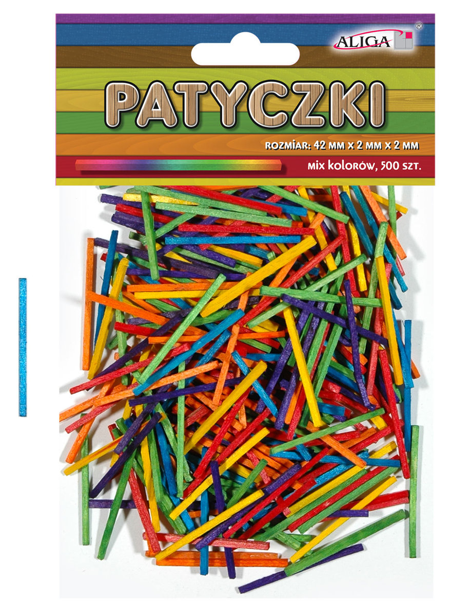 Patyczki, różnokolorowe, 42x2x2mm, 500 szt.