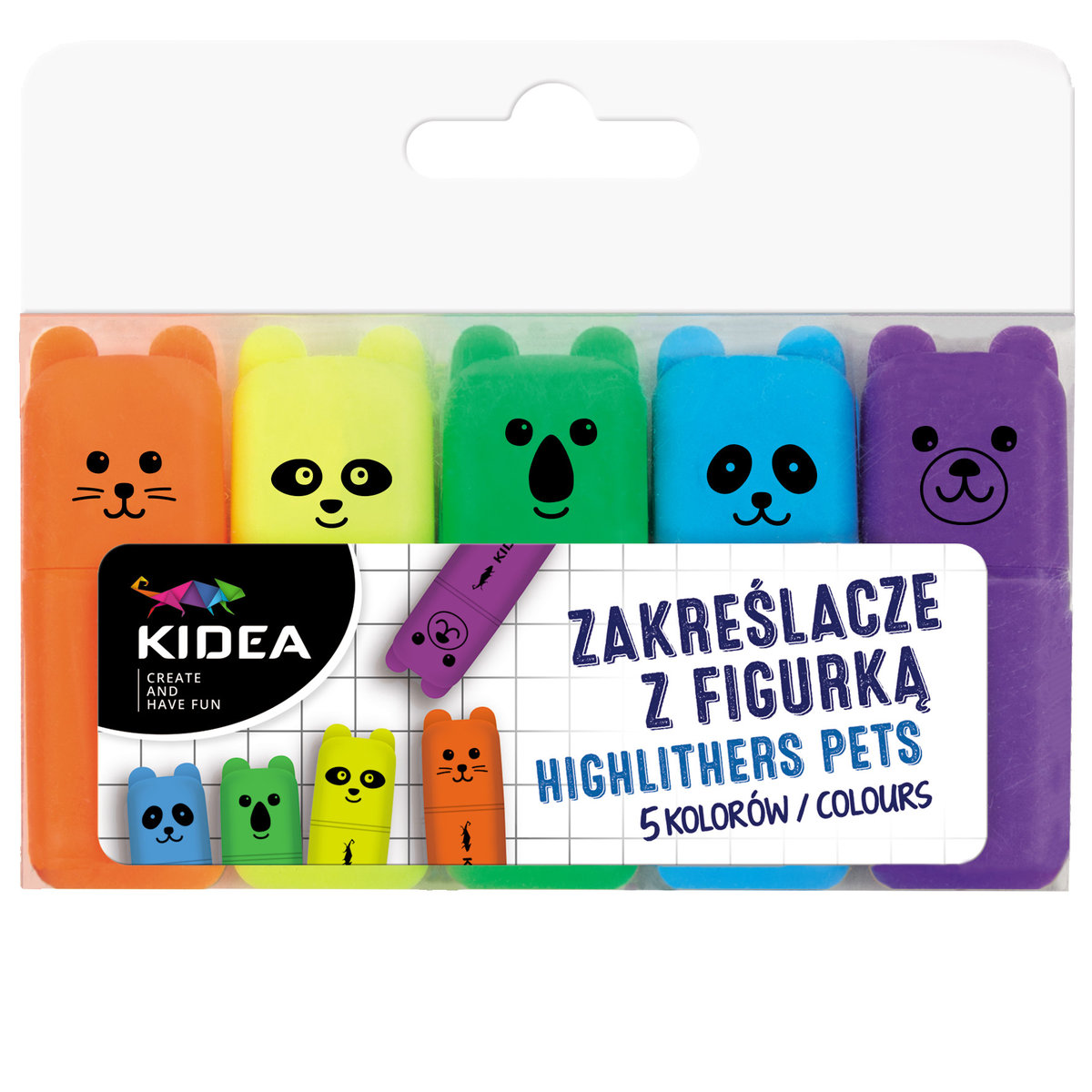 Kidea, Zakreślacze Z Figurką A, 5 Szt.