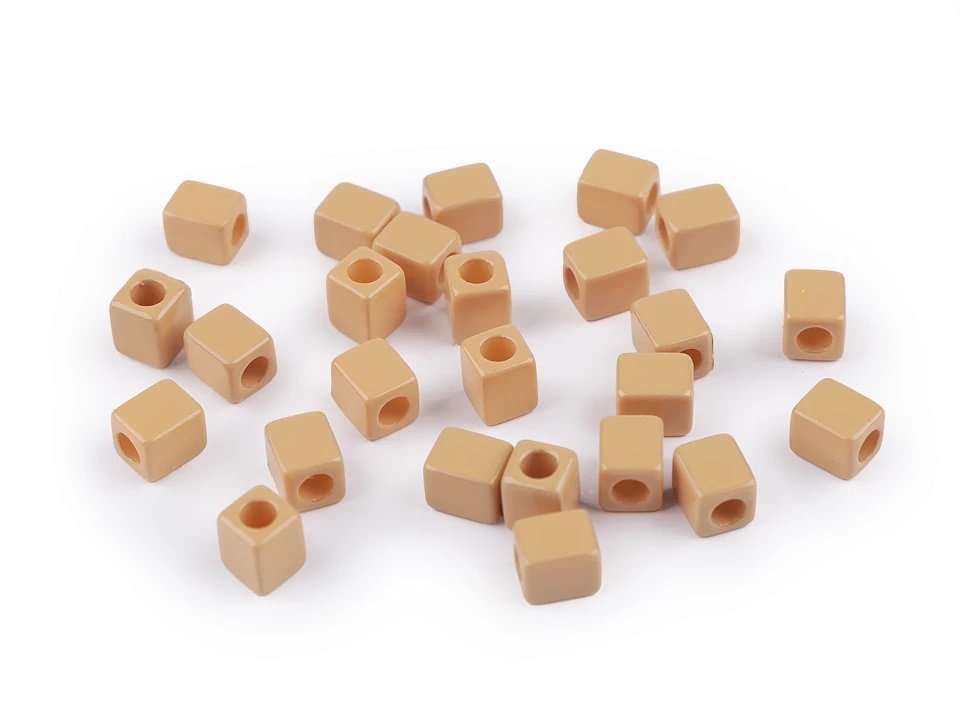 Kostki Plastik Jasny Beż 6X6Mm 6Szt
