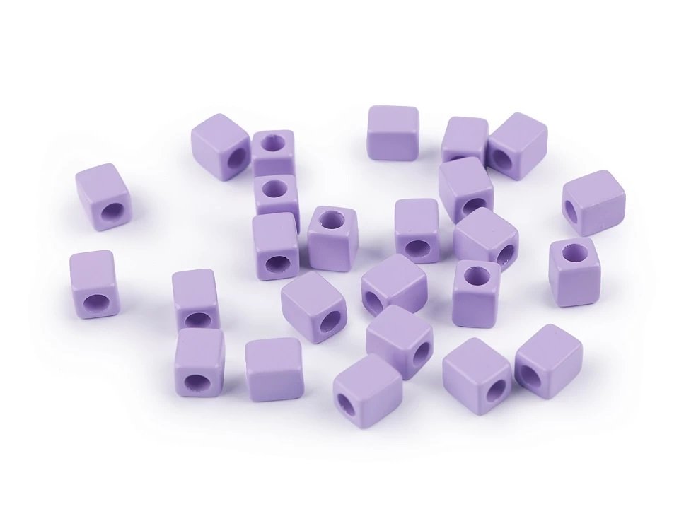 Kostki Plastik Fioletowy Liliowy 6X6Mm 6Szt