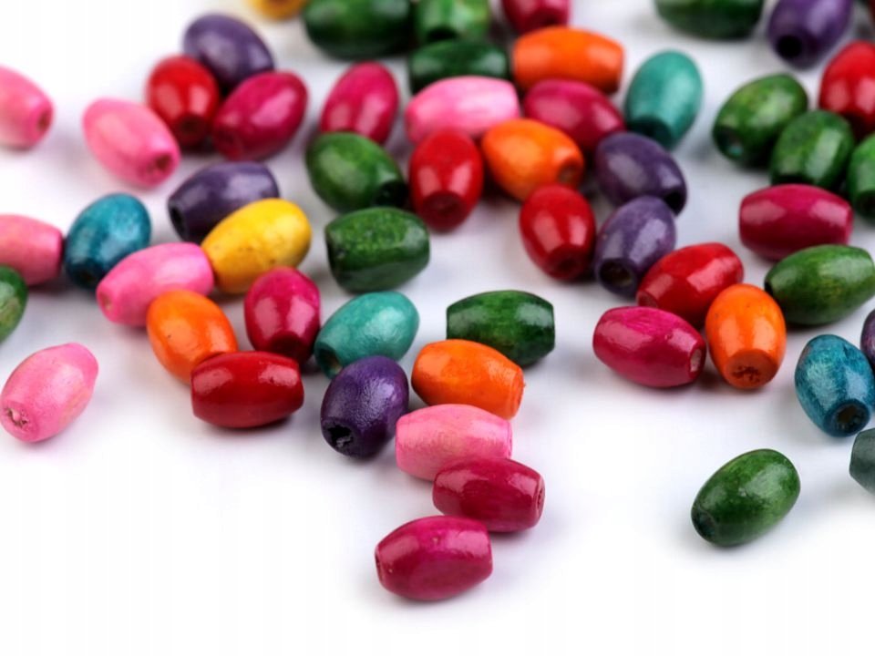 Oliwki Drewniane Mix Kolorów 5X8Mm 50Szt