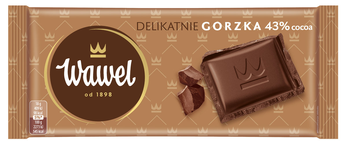 Czekolada Delikatnie Gorzka 43% cocoa Wawel 90g