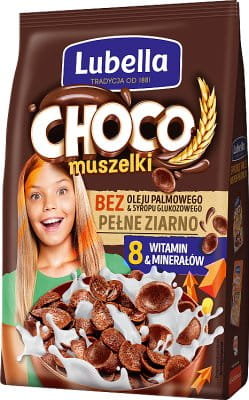 Lubella Zbożowe chrupki o smaku czekoladowym Mlekołaki Muszelki Choco 250 g