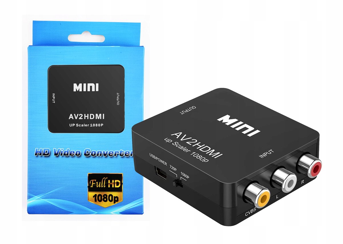 Adapter Av Rca Do Hdmi Konwerter Cinch Cvbs 1080P