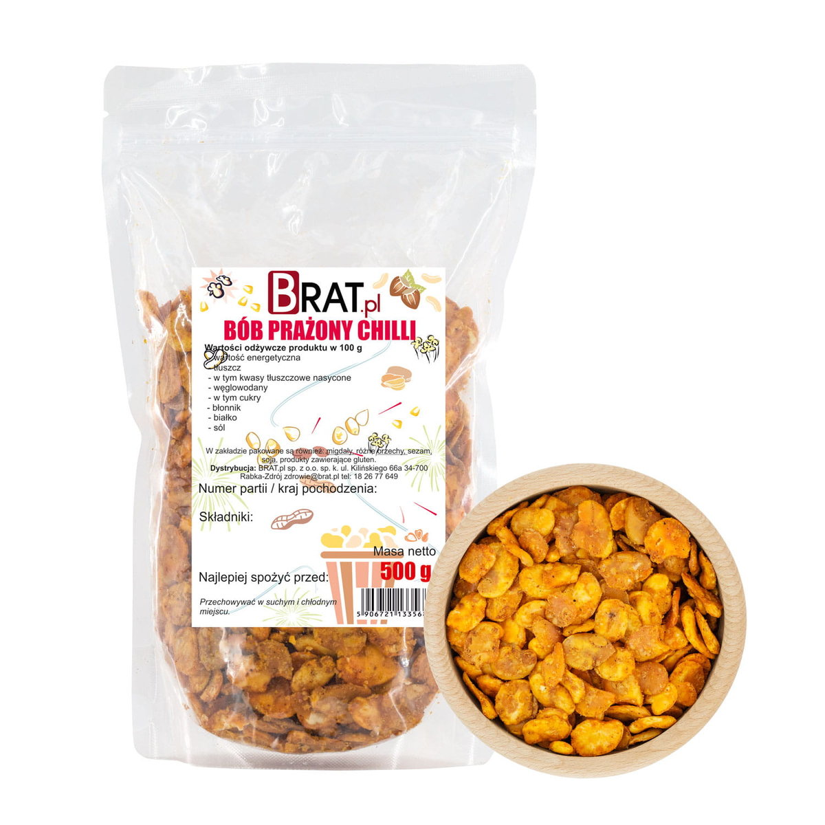 Bób prażony CHILI 500g WYSOKA JAKOŚĆ 100% NATURALNY