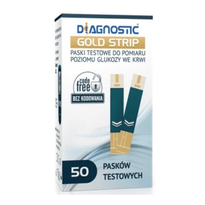 Diagnostic Gold Strip - Paski testowe do pomiaru glukozy we krwi - 50 szt.