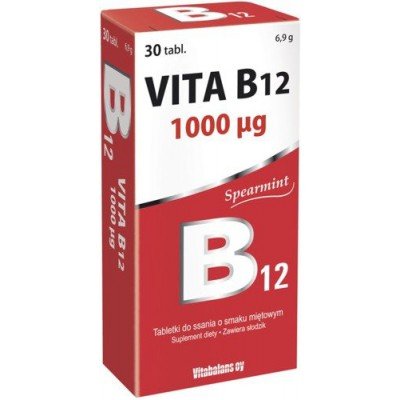 Vitabalans VITA B12 1000 mcg Tabletki do ssania o smaku miętowym 30 tabl 3513061