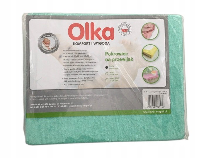 Pokrowiec na przewijak Olka frotta miętowy